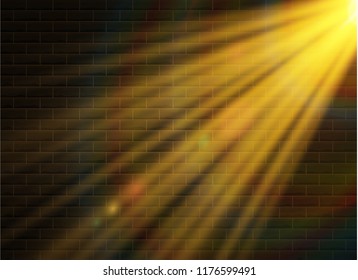 yellow glowing light explodes on a transparent background. Sparkling magical dust particles. Bright Star. Transparent shining sun, bright flash. Vector sparkles. To center a bright flash.