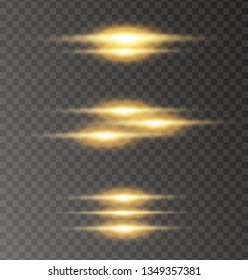 yellow glowing light explodes on a transparent background. Sparkling magical dust particles. Bright Star. Transparent shining sun, bright flash. Vector sparkles. To center a bright flash.