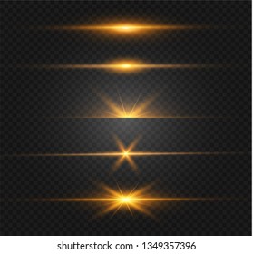 yellow glowing light explodes on a transparent background. Sparkling magical dust particles. Bright Star. Transparent shining sun, bright flash. Vector sparkles. To center a bright flash.