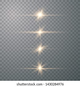 Yellow glowing light explodes on a transparent background. Optical lens flare light effects. To center a bright flash.