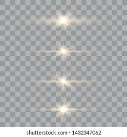 Yellow glowing light explodes on a transparent background. Optical lens flare light effects. To center a bright flash.