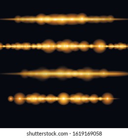 Yellow glowing light explodes on a transparent background. To center a bright flash. Transparent shining sun, bright flash. Vector bright star sparkle. Sparkling magical dust particles. 