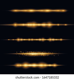 Yellow glowing light explodes on a transparent background. Transparent shining sun, bright flash. Sparkling magical dust particles. Bright Star. Vector sparkles. To center a bright flash.