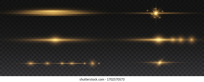 Yellow glowing light explodes on a transparent background. Sparkling magical dust particles. Bright Star. Transparent shining sun, bright flash. Vector sparkles. To center a bright flash.