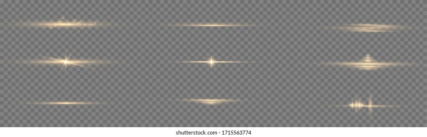 Yellow glowing light explodes on a transparent background. Sparkling magical dust particles. Bright Star. Transparent shining sun, bright flash. Vector sparkles. To center a bright flash.