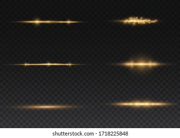 Yellow glowing light explodes on a transparent background. Sparkling magical dust particles. Bright Star. Transparent shining sun, bright flash. Vector sparkles. To center a bright flash.