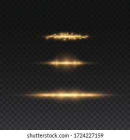 Yellow glowing light explodes on a transparent background. Sparkling magical dust particles. Bright Star. Transparent shining sun, bright flash. Vector sparkles. To center a bright flash.