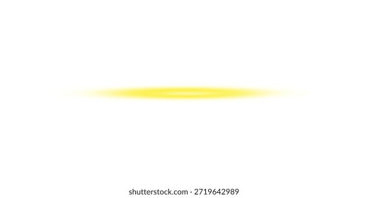 Linha de luz brilhante amarela isolada no plano de fundo transparente para divisor de efeito de realce e design gráfico de movimento