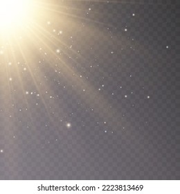 Luz amarilla brillante. Ilustración vectorial para decorar el efecto fresco con destellos de rayas. Estrella brillante. Deslumbrador transparente brillante de gradiente, flash brillante. Textura de vidrio.