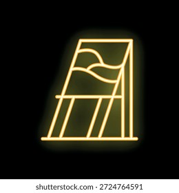 Icono de neón brillante amarillo de una silla de playa, perfecto para representar el verano, vacaciones y relajación