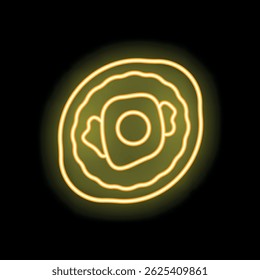 Yellow glowing neon sign depicting a fried egg sunny side up against a dark background, perfect for breakfast and brunch menus