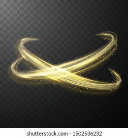 Yellow Glowing Shiny Spiral Lines Abstract Light Speed And Shiny Wavy Trail