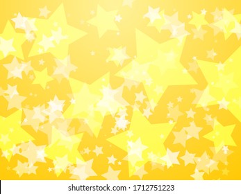 Yellow glowing stars abstract vector background. Gold five rays stars luxury sunburst banner backdrop.