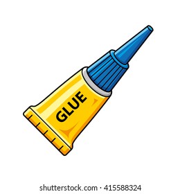 Yellow glue tube vector icon.