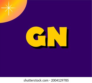 Diseño del logo de GN amarillo en un fondo morado