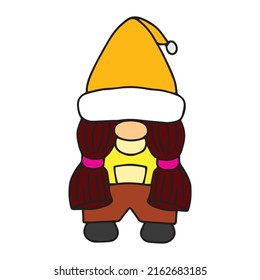 Yellow gnomes Hand-drawn digital drawings isolated on white background