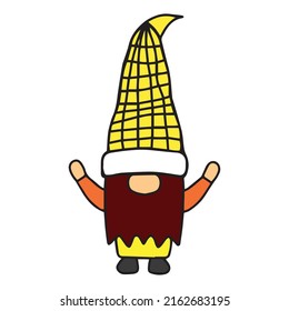 Yellow gnomes Hand-drawn digital drawings isolated on white background
