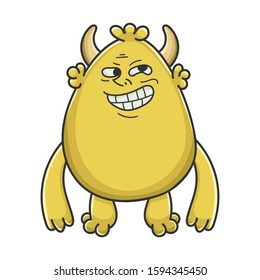 yellow goblin cartoon monster isolated on white