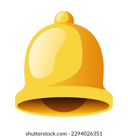 Yellow or gold bell. Vector cartoon clipart.