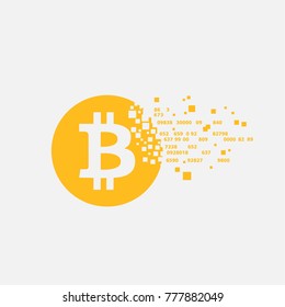 Yellow and gold bitcoin icon 