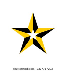 Yellow gold and black 3d star award icon illustration. Christmas star logo isolated on white background vector.