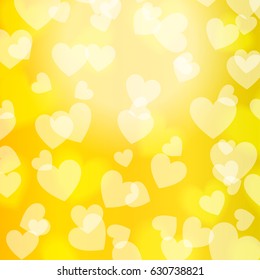 Yellow Gold Bokeh Heart, pattern, vector