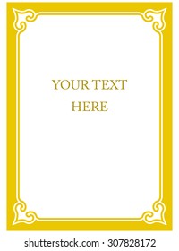 Yellow gold border frame deco vector art simple line corner