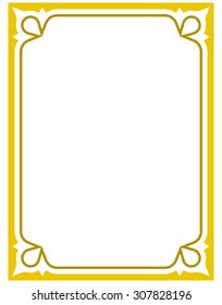 Yellow gold border frame deco vector art simple line corner