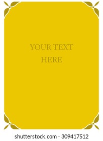Yellow gold border frame deco vector art simple line corner