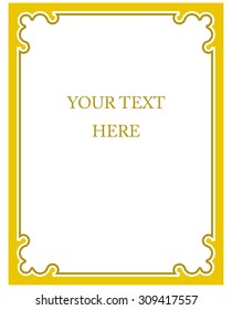 Yellow gold border frame deco vector art simple line corner