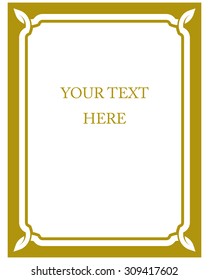 Yellow gold border frame deco vector art simple line corner