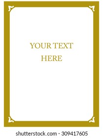 Yellow gold border frame deco vector art simple line corner