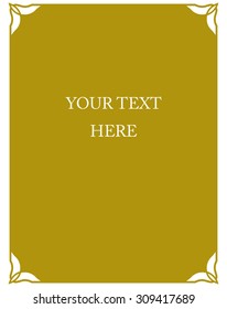 Yellow gold border frame deco vector art simple line corner