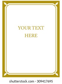 Yellow gold border frame deco vector art simple line corner