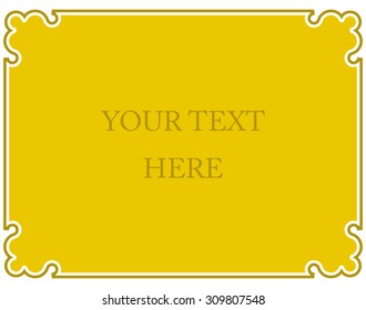 Yellow gold border frame deco vector art simple line corner