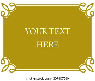 Yellow gold border frame deco vector art simple line corner