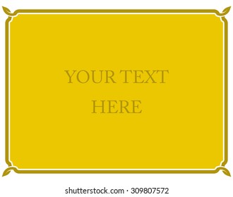 Yellow gold border frame deco vector art simple line corner