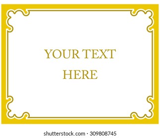 Yellow gold border frame deco vector art simple line corner