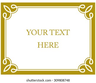 Yellow gold border frame deco vector art simple line corner