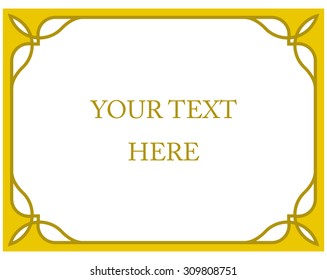 Yellow gold border frame deco vector art simple line corner