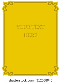 Yellow gold border frame deco vector art simple line corner