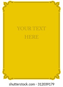 Yellow gold border frame deco vector art simple line corner