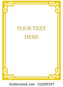 Yellow gold border frame deco vector art simple line corner