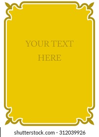 Yellow gold border frame deco vector art simple line corner