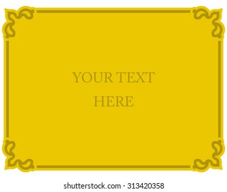 Yellow gold border frame deco vector art simple line corner