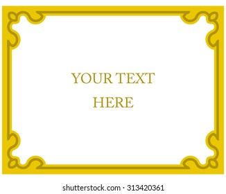 Yellow gold border frame deco vector art simple line corner