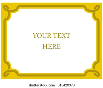 Yellow gold border frame deco vector art simple line corner