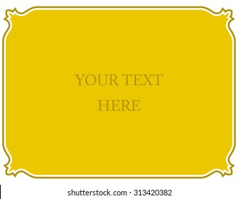 Yellow gold border frame deco vector art simple line corner
