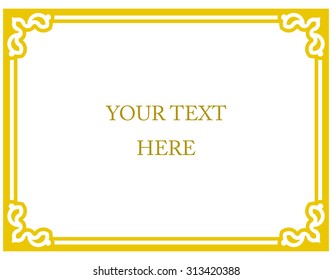Yellow gold border frame deco vector art simple line corner