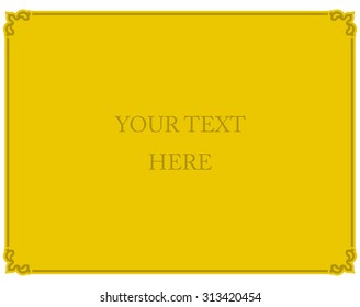 Yellow gold border frame deco vector art simple line corner